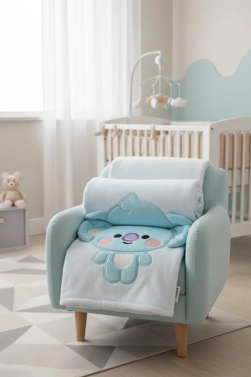 BT21 Lisanslı Bebek Battaniyesi Koya – 3D Kabartmalı & Yumuşak Dokulu