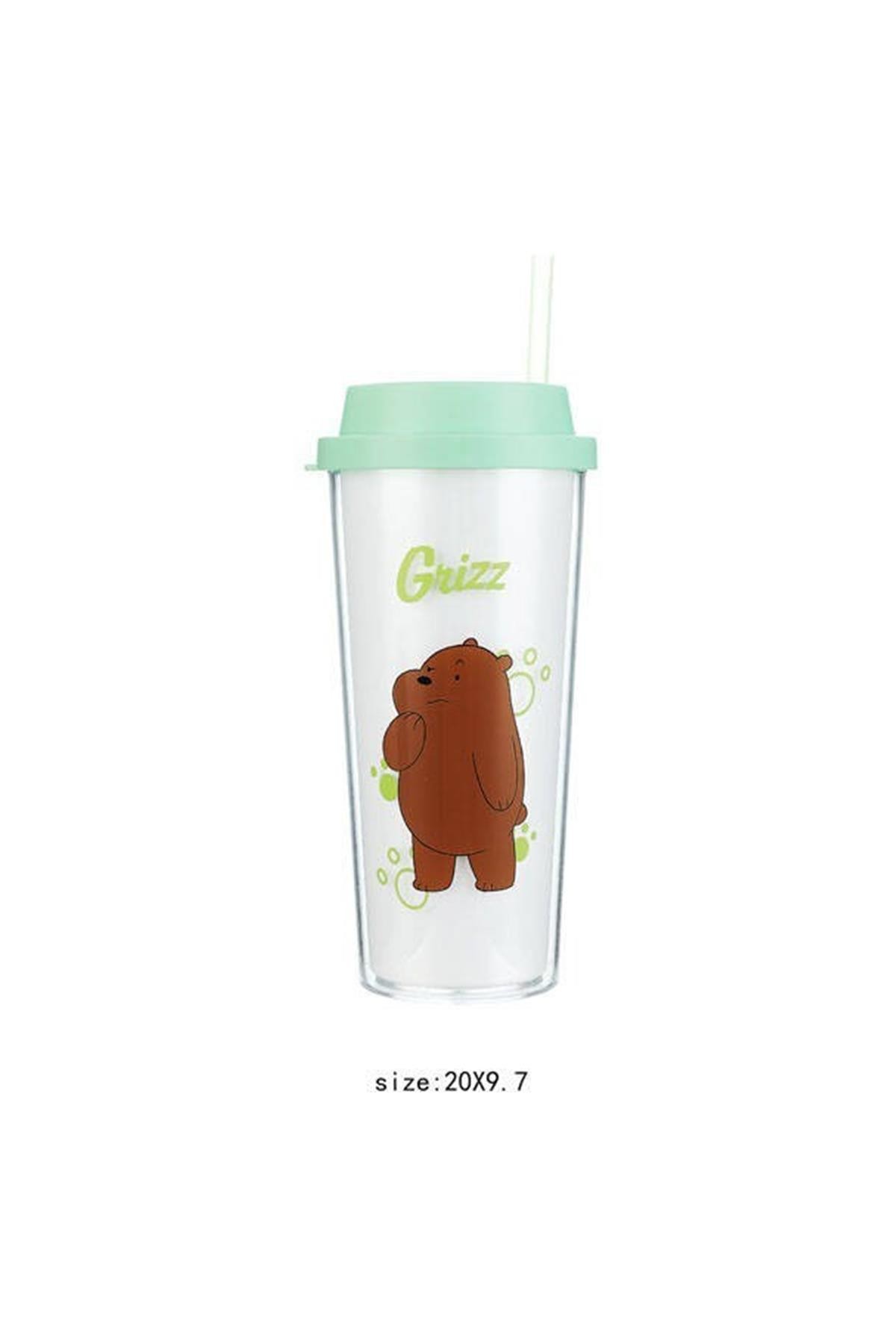 We Bare Bears Çift Katlı Pipetli Şişe 550Ml - Boz Ayı