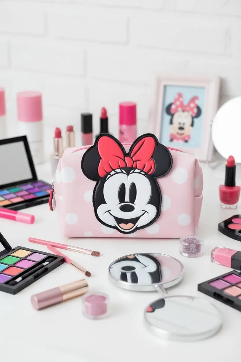 Mickey Mouse Lisanslı Puantiyeli Kozmetik Çantası - Minnie