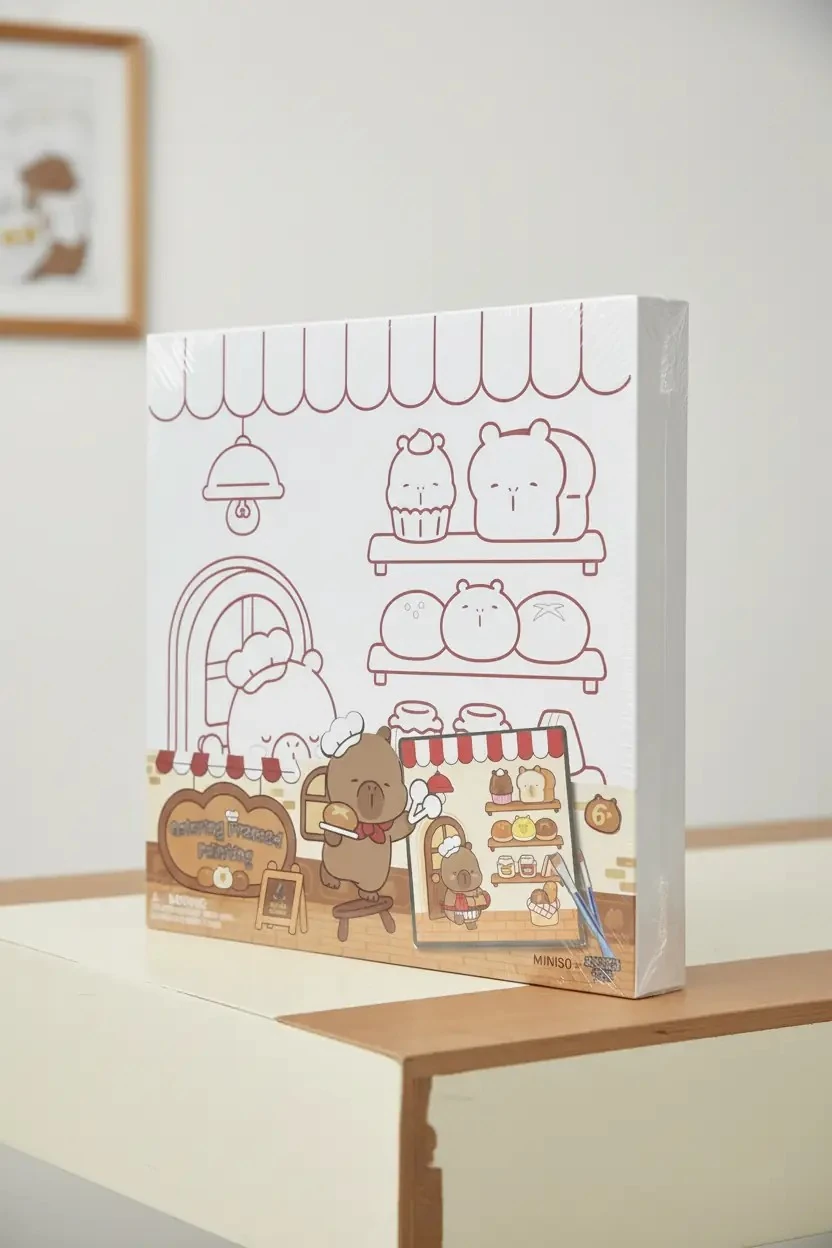 Miniso Lisanslı Kapibara Serisi Çerçeveli Boyama Seti 25 Cm – Dekoratif Boyama Kit