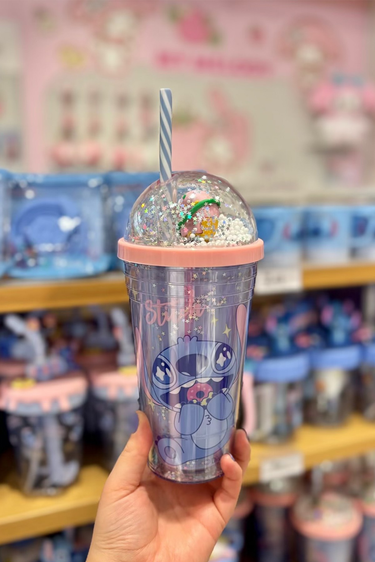 Disney Lilo&Stitch Parti Serisi Donut Çift Cidarlı Pipetli Suluk
