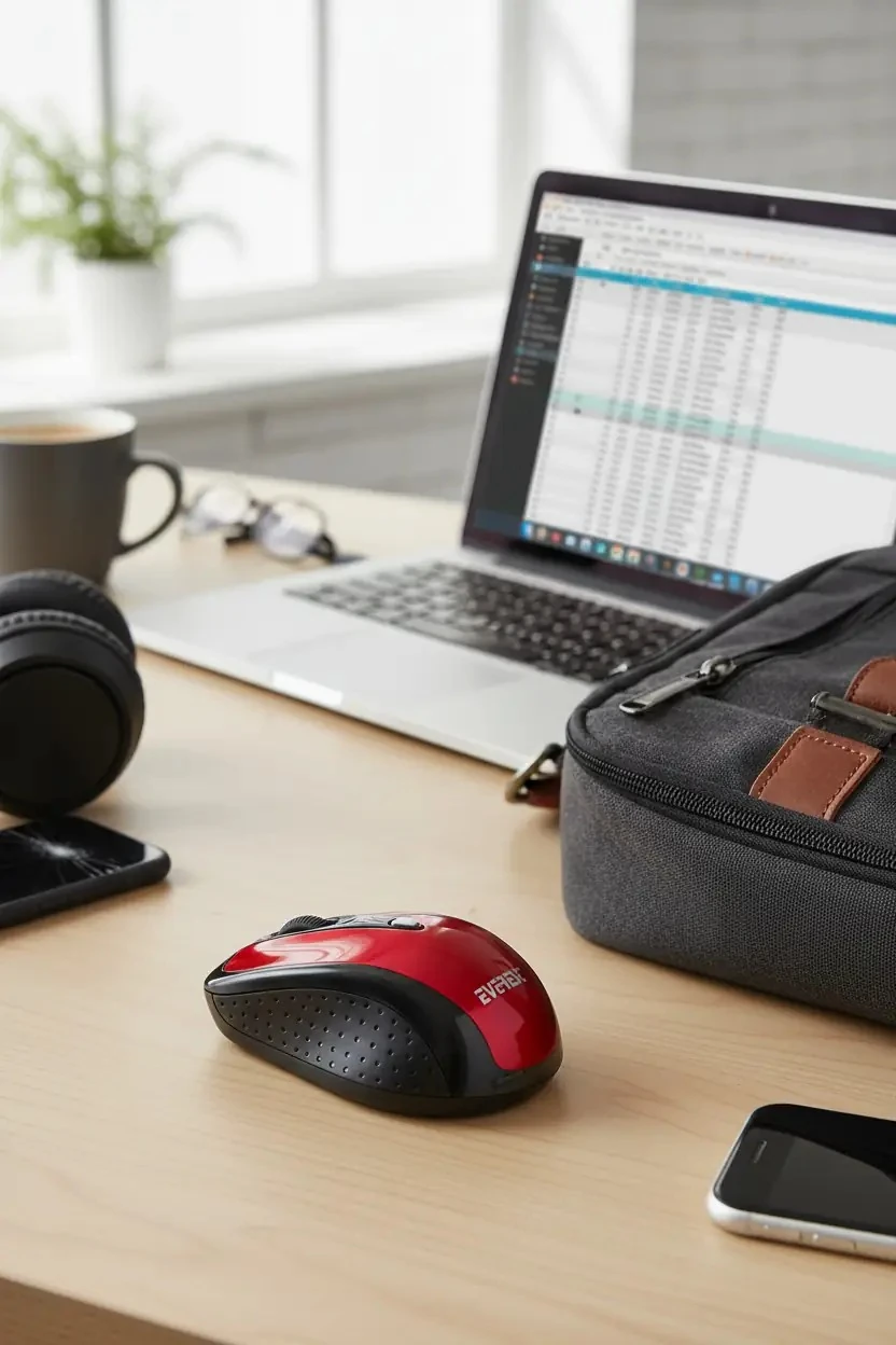 Everest SM-901 Kırmızı Kablosuz Mouse – Sessiz Tuş ve Optik Sensör