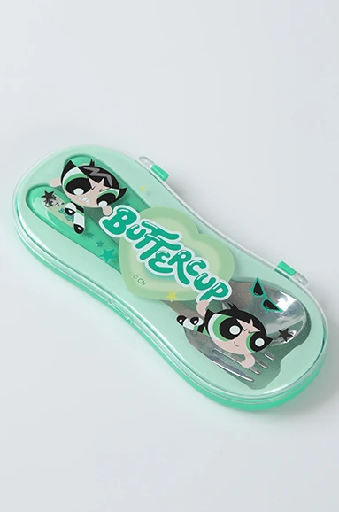 Powerpuff Girls Lisanslı Kutulu Çatal Kaşık Seti (Yeşil) (Outlet)