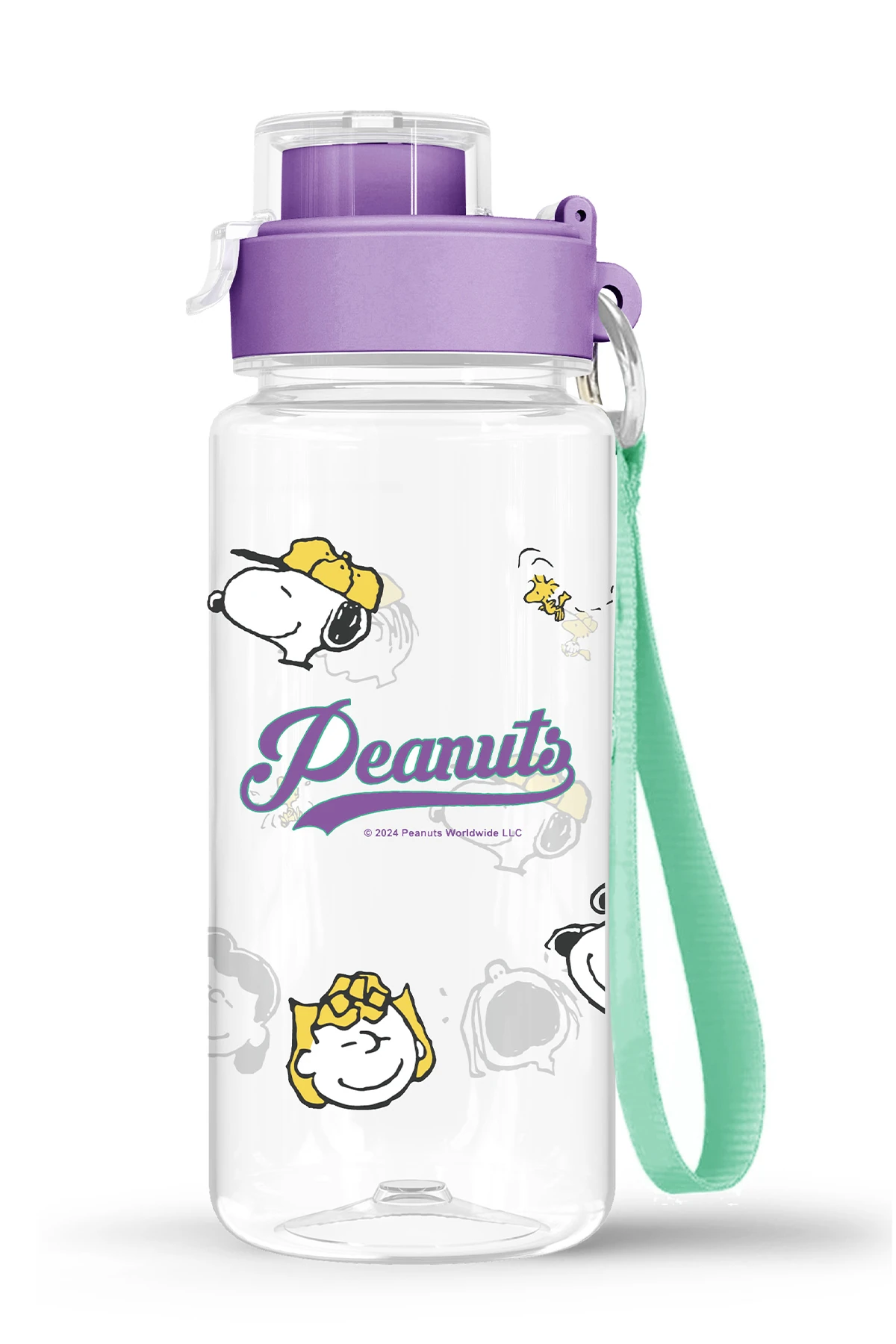 Snoopy Lisanslı Askılı Plastik Su Kabı 640 ml (Mor)