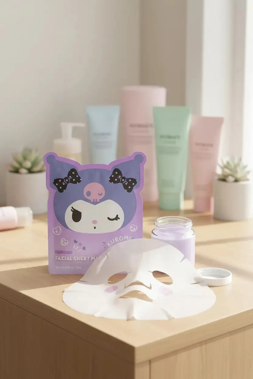 Sanrio Lisanslı Kuromi Baskılı Kağıt Yüz Maskesi