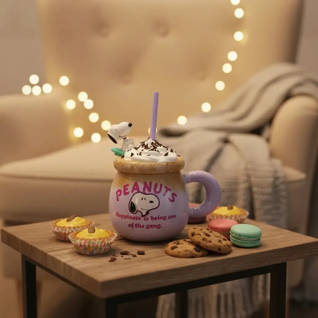 Snoopy Lisanslı Vintage Serisi Pipetli Dekoratif Seramik Kupa