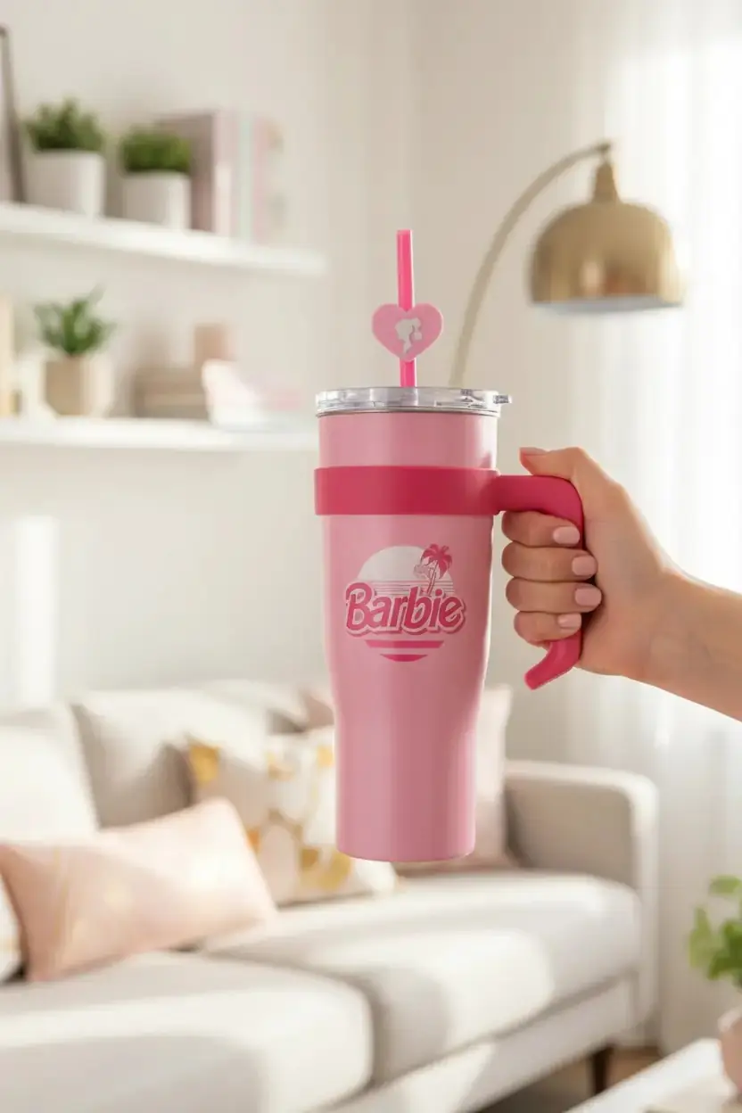 【サービス品@980】キューティーピンク Barbie Pipetli Tutacaklı Çelik Suluk 1600 ml | Miniso TR