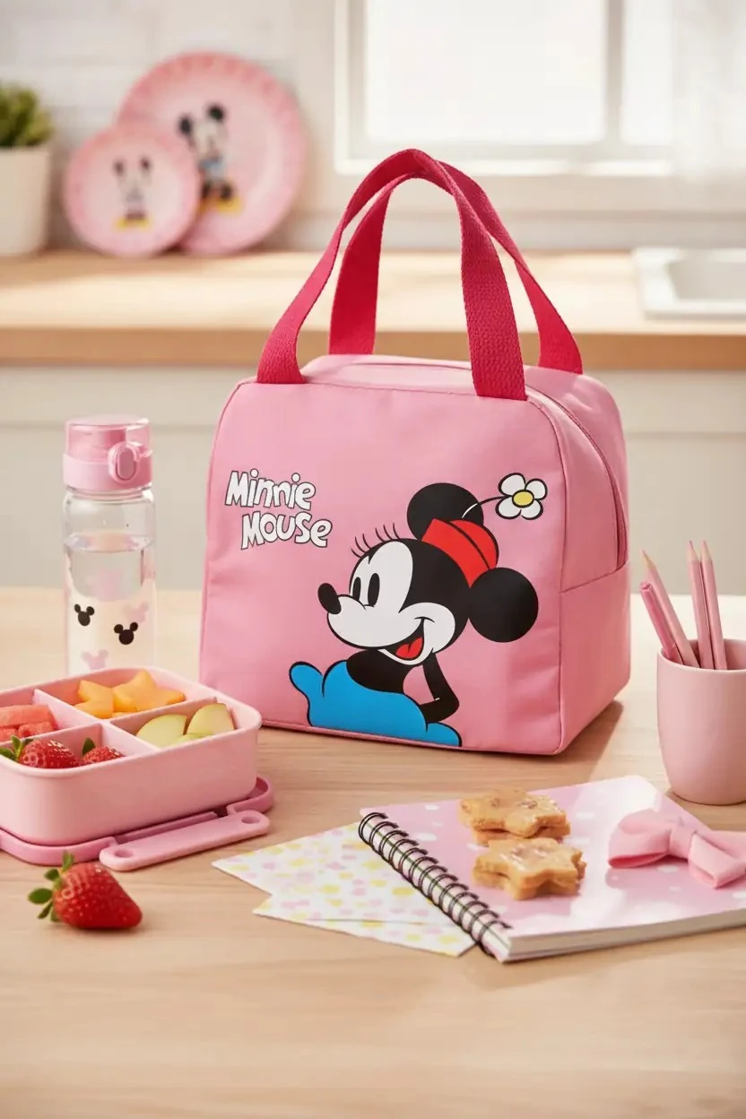 Mickey Mouse Lisanslı Kare Yiyecek Çantası - Pembe
