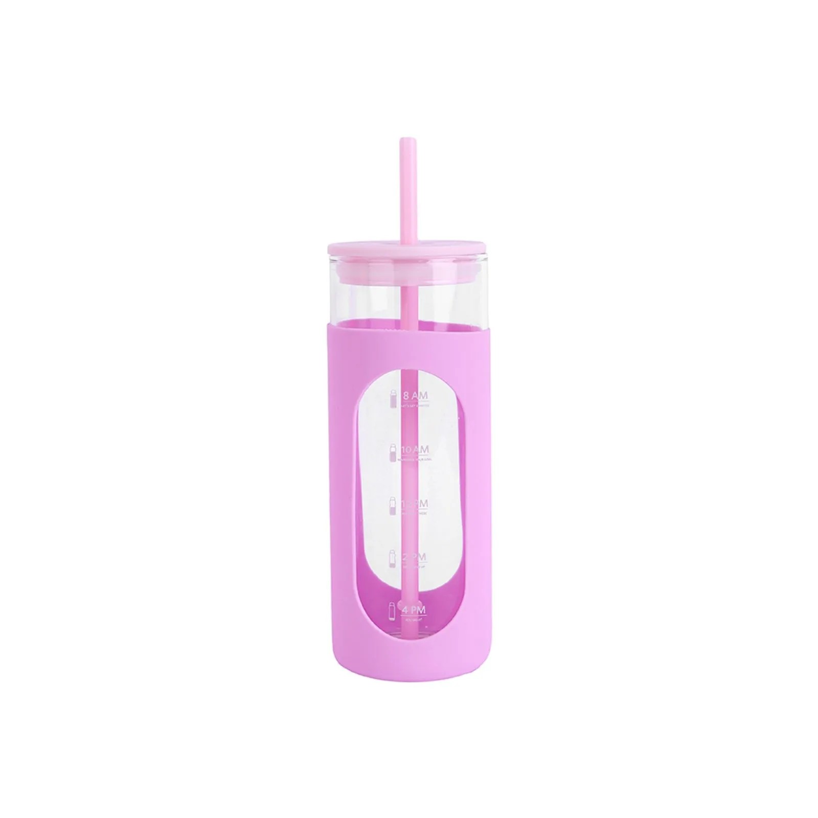 Silikon Kılıflı Pipetli Borosilikat Cam Şişe (475ML) - Pembe