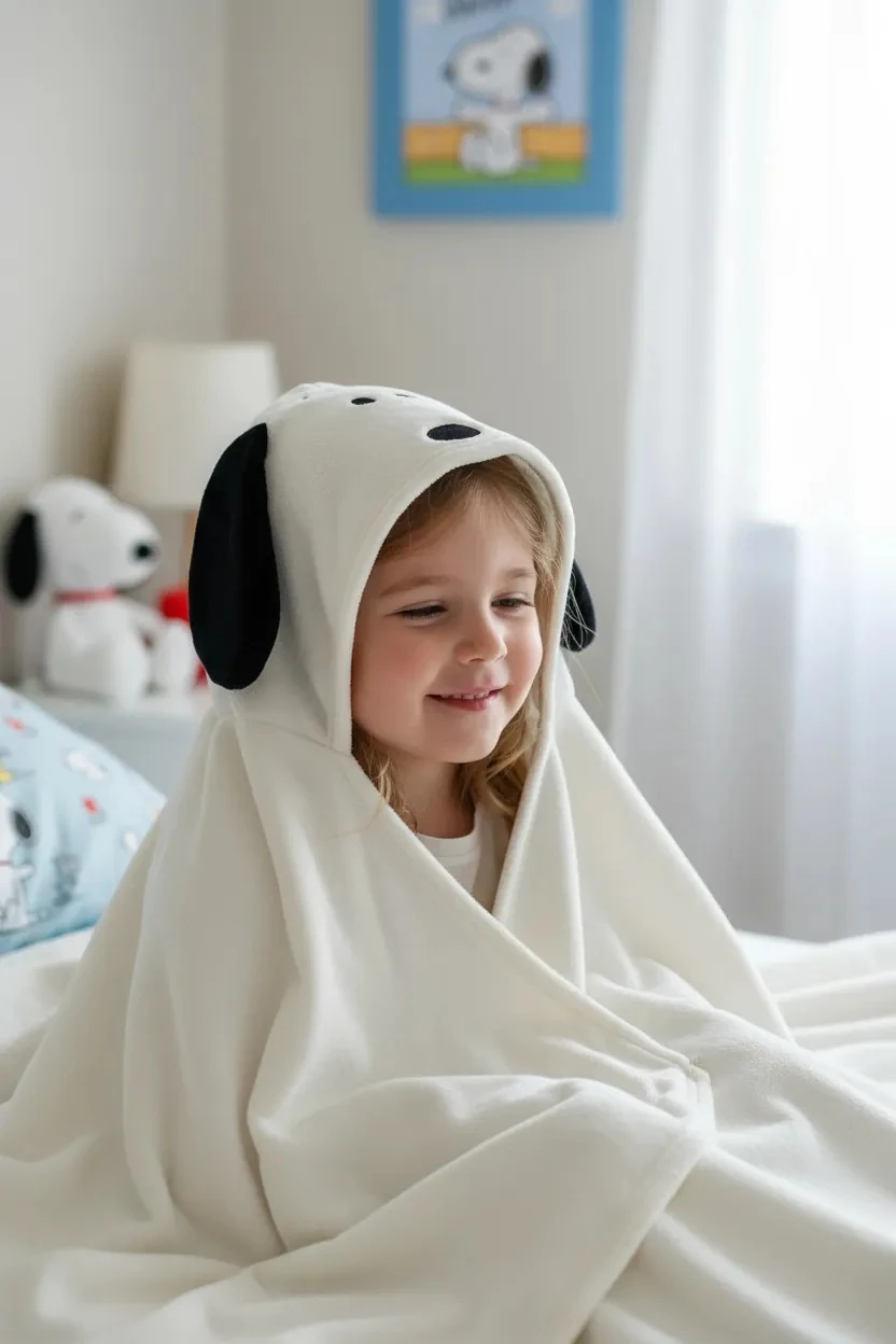 Snoopy Lisanslı Renkli Serisi Kapüşonlu Battaniye (Snoopy)