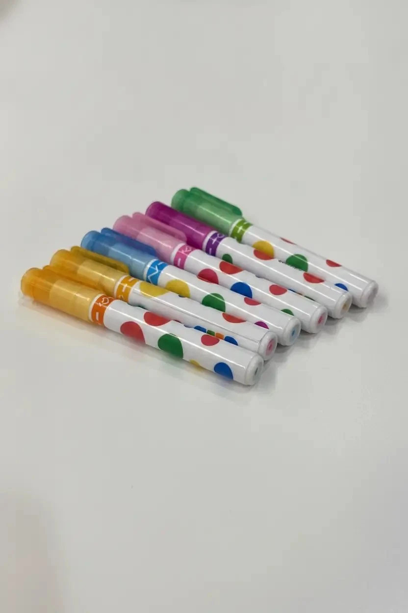 Miniso Lisanslı Polka Dot Serisi Kavisli Marker Seti 6 Renk – Kompakt Tasarım