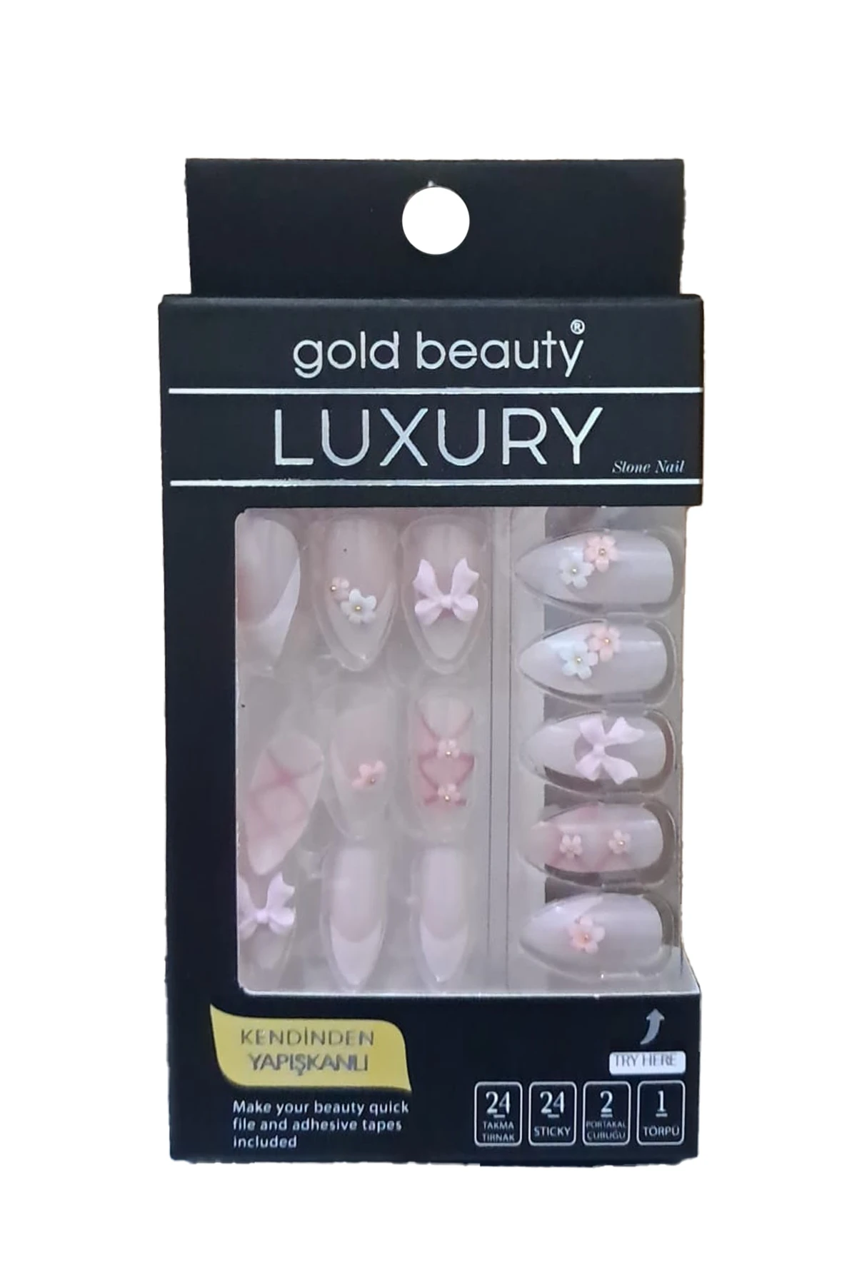 Gold Beauty Taşlı Takma Tırnak