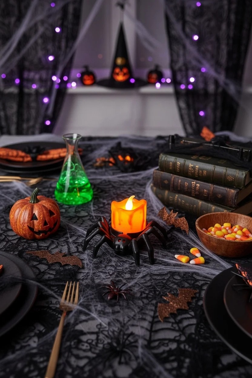 Halloween Masaüstü Işıklı Örümcek
