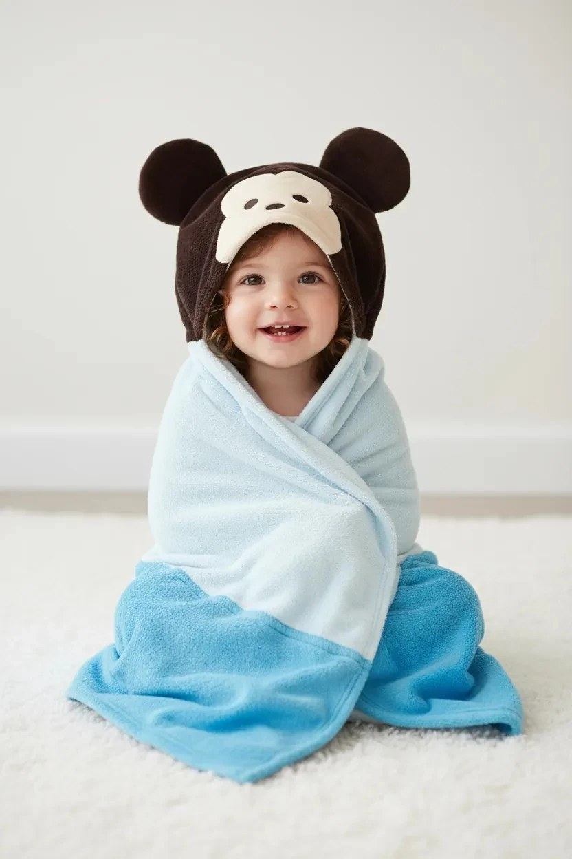 Disney Lisanslı Tsum Tsum Serisi Kapüşonlu Battaniye (Mickey Mouse)