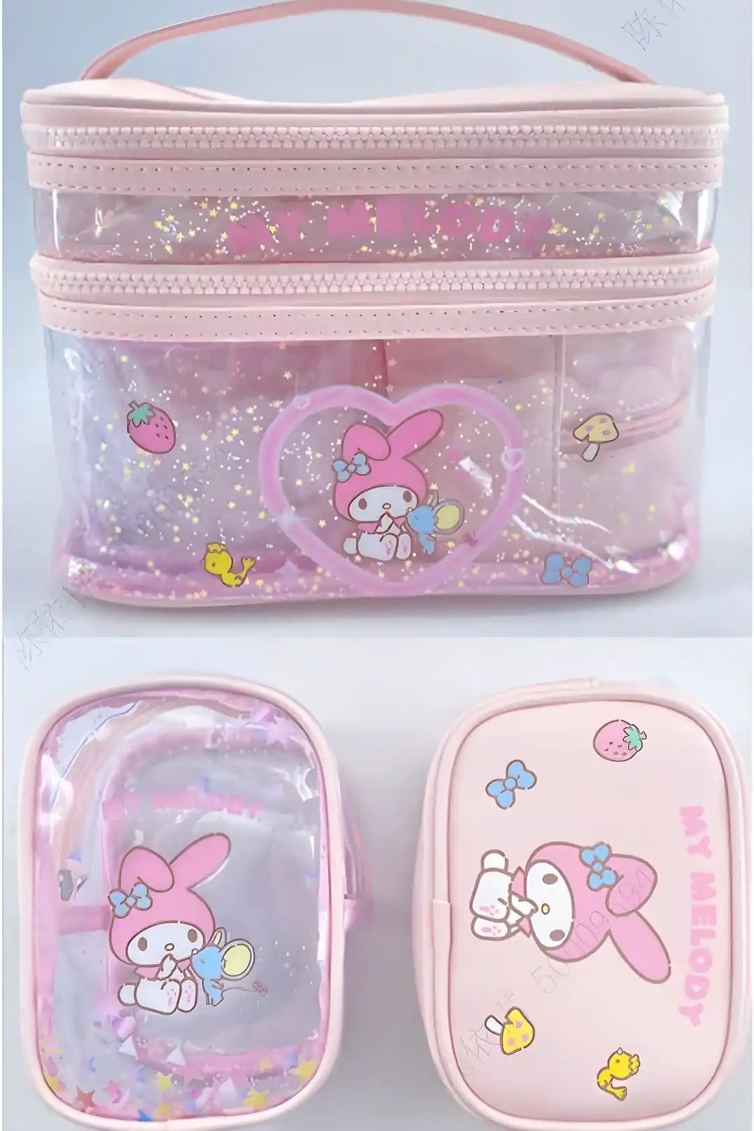 Sanrio Lisanslı My Melody Saplı Kozmetik Çantası Seti