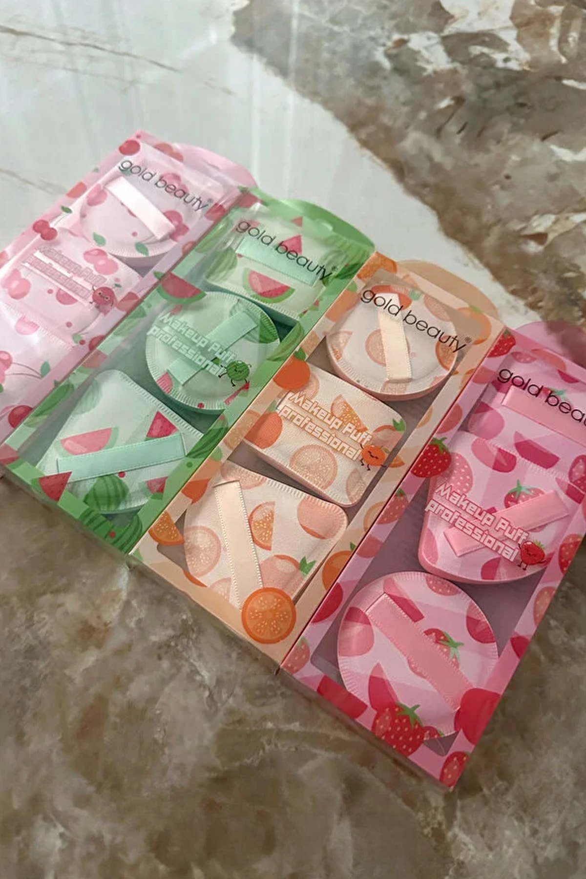Meyve Desenli Makyaj Pudra Süngeri Seti 3'lü