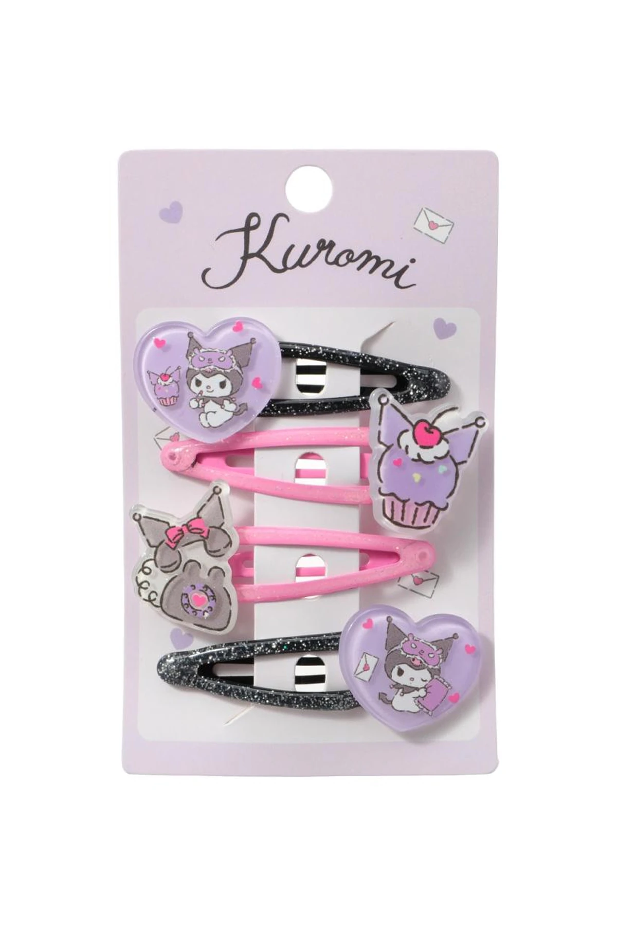 Sanrio Lisanslı Kuromi Figürlü Saç Tokası (Pembe-Siyah)