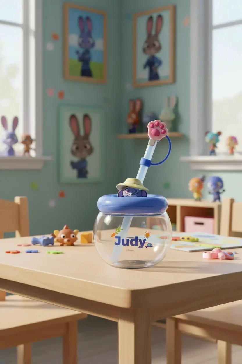 Disney Zootropolis Lisanslı Pipetli Plastik Su Kabı 600 ml (Judy)