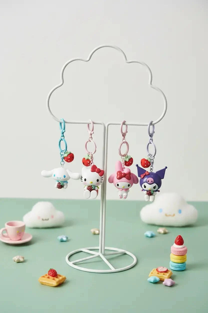 Sanrio Lisanslı Çilek Serisi Pvc Anahtarlık – Renkli Ve Esnek Çanta Aksesuarı 18,4 Cm