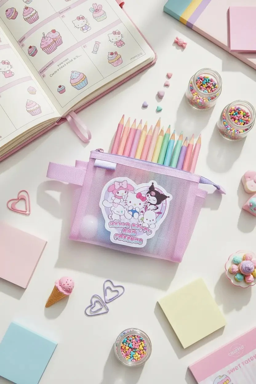 Hello Kitty ve Arkadaşları Sweet Factory Koleksiyonu File Kalemlik – Pembe