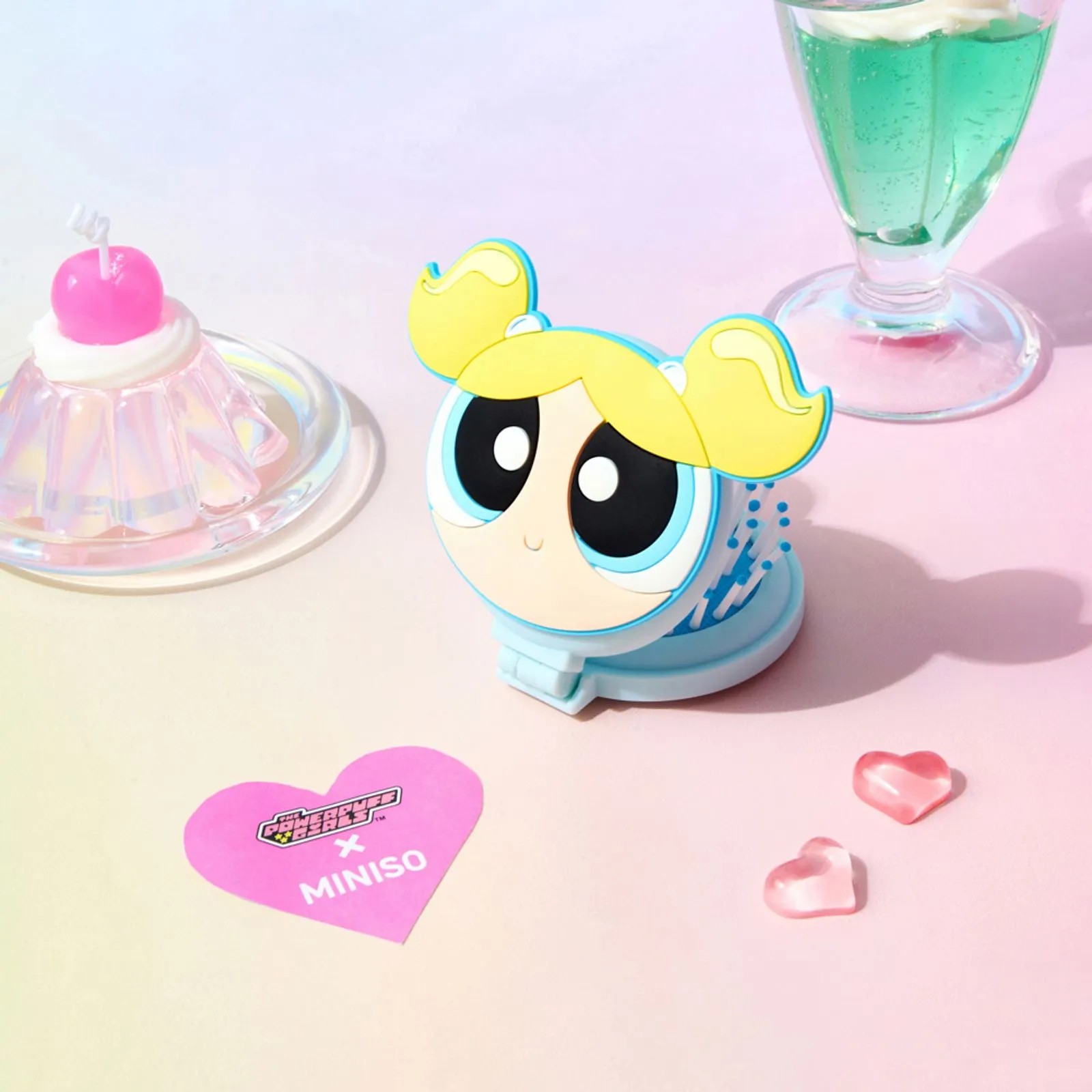 Powerpuff Girls Lisanslı Aynalı Mini Saç Fırçası - Bubbles