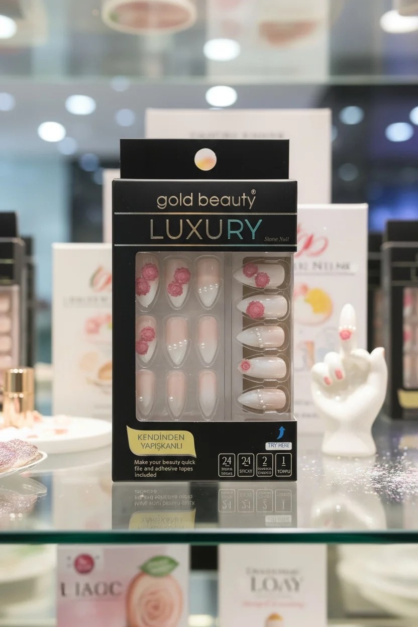 Kendinden Yapışkanlı Taşlı Takma Tırnak 24'lü