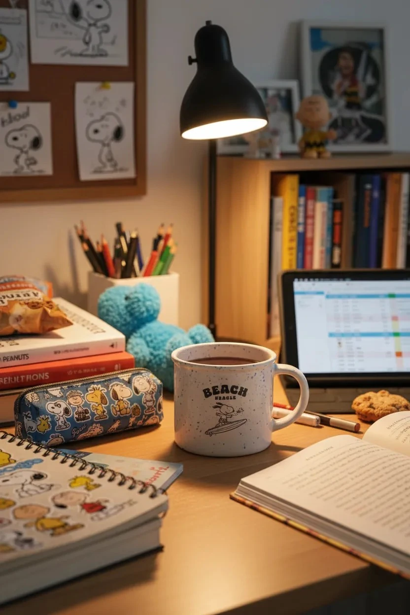 Snoopy Lisanslı Sırlanmış Seramik Kupa 320 ml (Mavi)