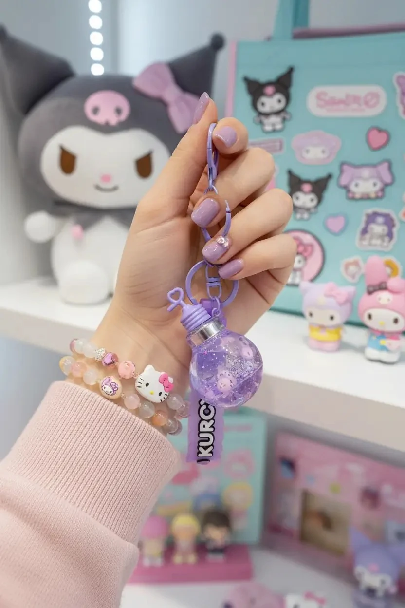 Sanrio Lisanslı Sulu Anahtarlık - Kuromi - Hello Kitty - Cinnamoroll - My Melody