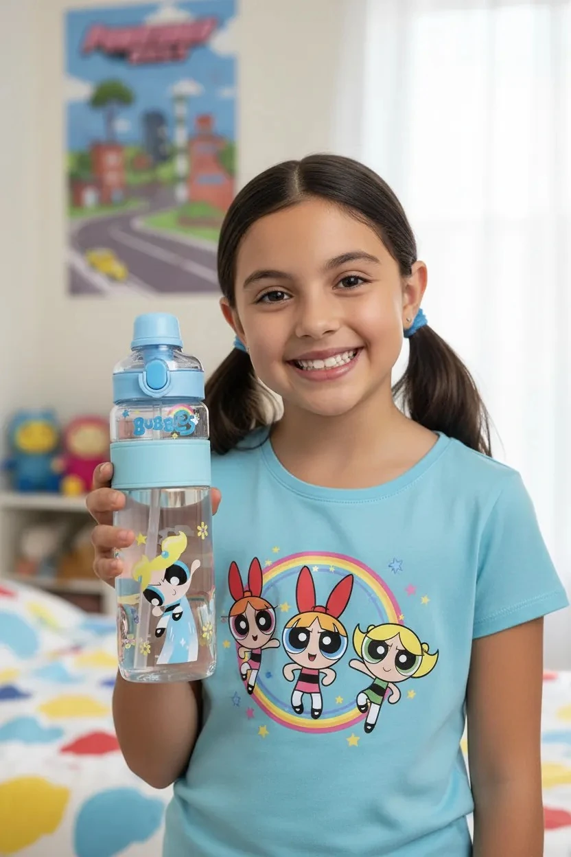 Powerpuff Girls Lisanslı Büyük Kapasiteli Plastik Şişe 1100 Ml - Bubbles