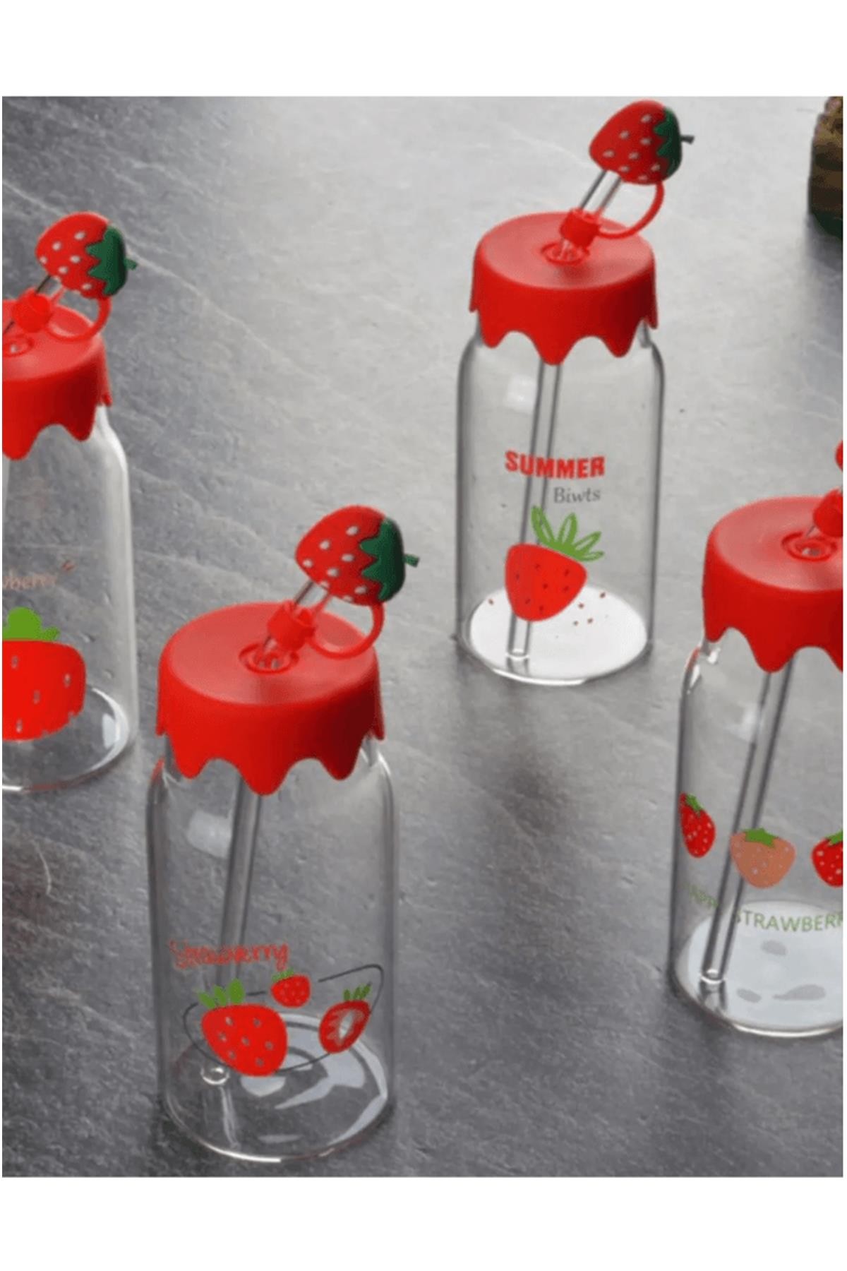 Tohana Cam Pipetli Karaf Bardak Çilek