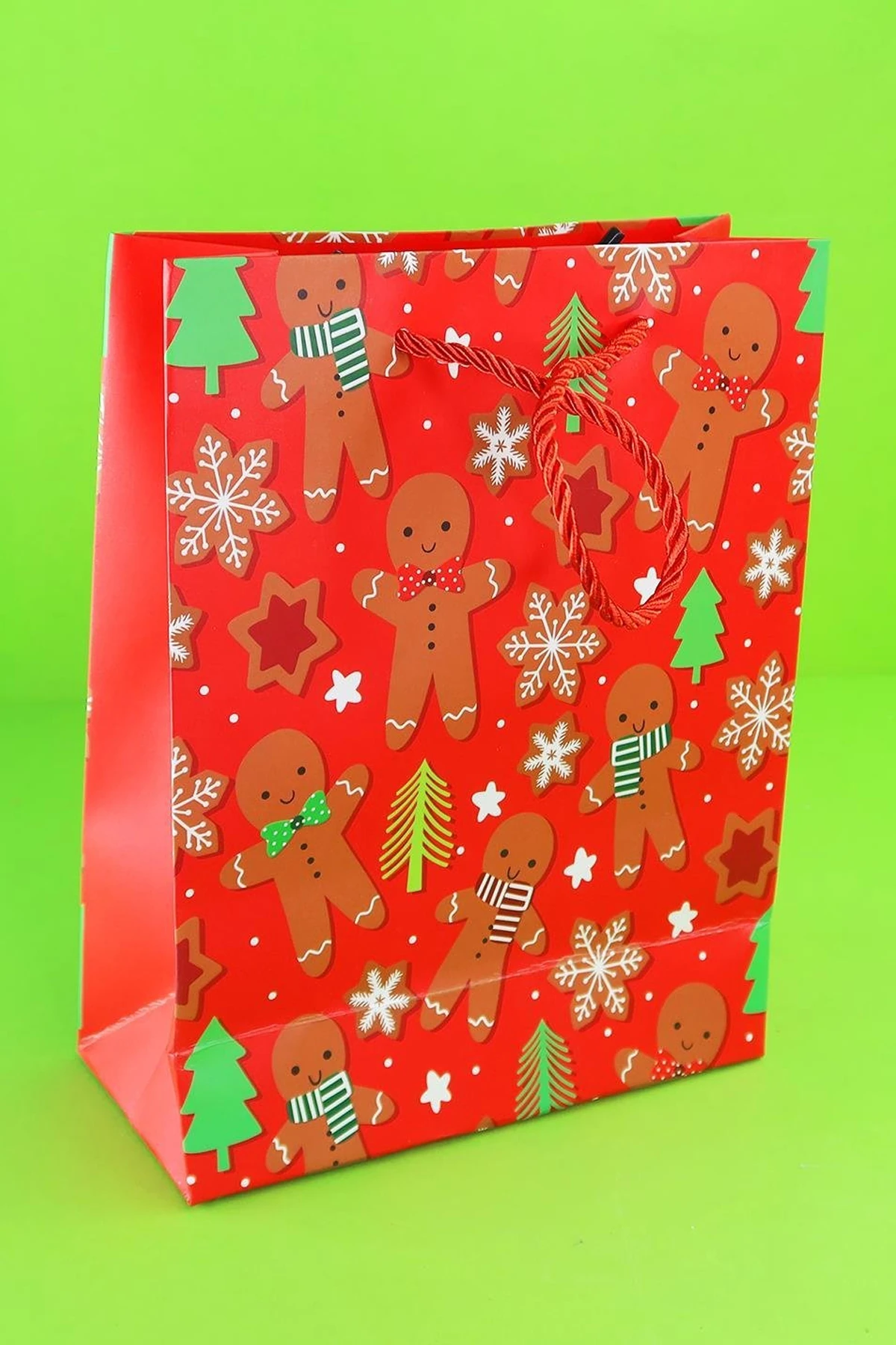 Yılbaşı Yıldızlı Karton Çanta 32x26Cm