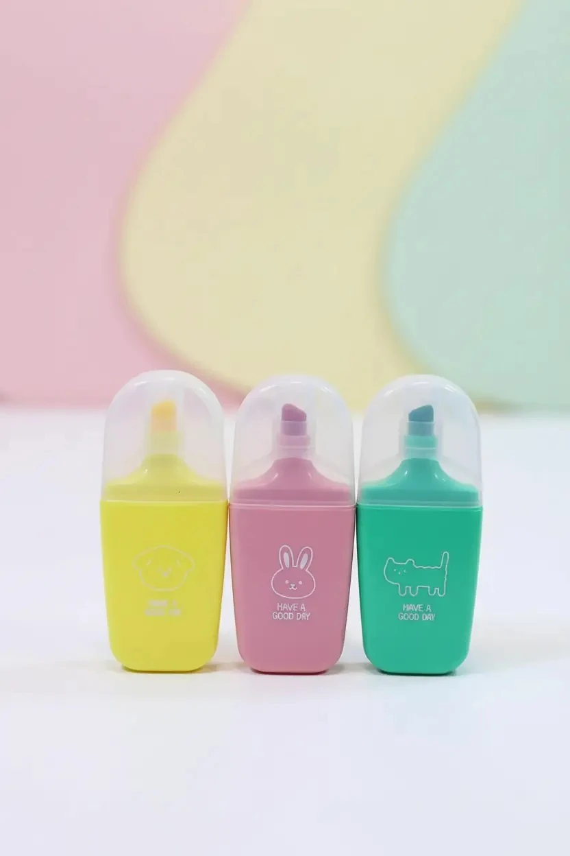 Miniso Lisanslı Puppy Serisi Hayvan Figürlü Marker Seti 3’lü – Pastel Renkli Tasarım