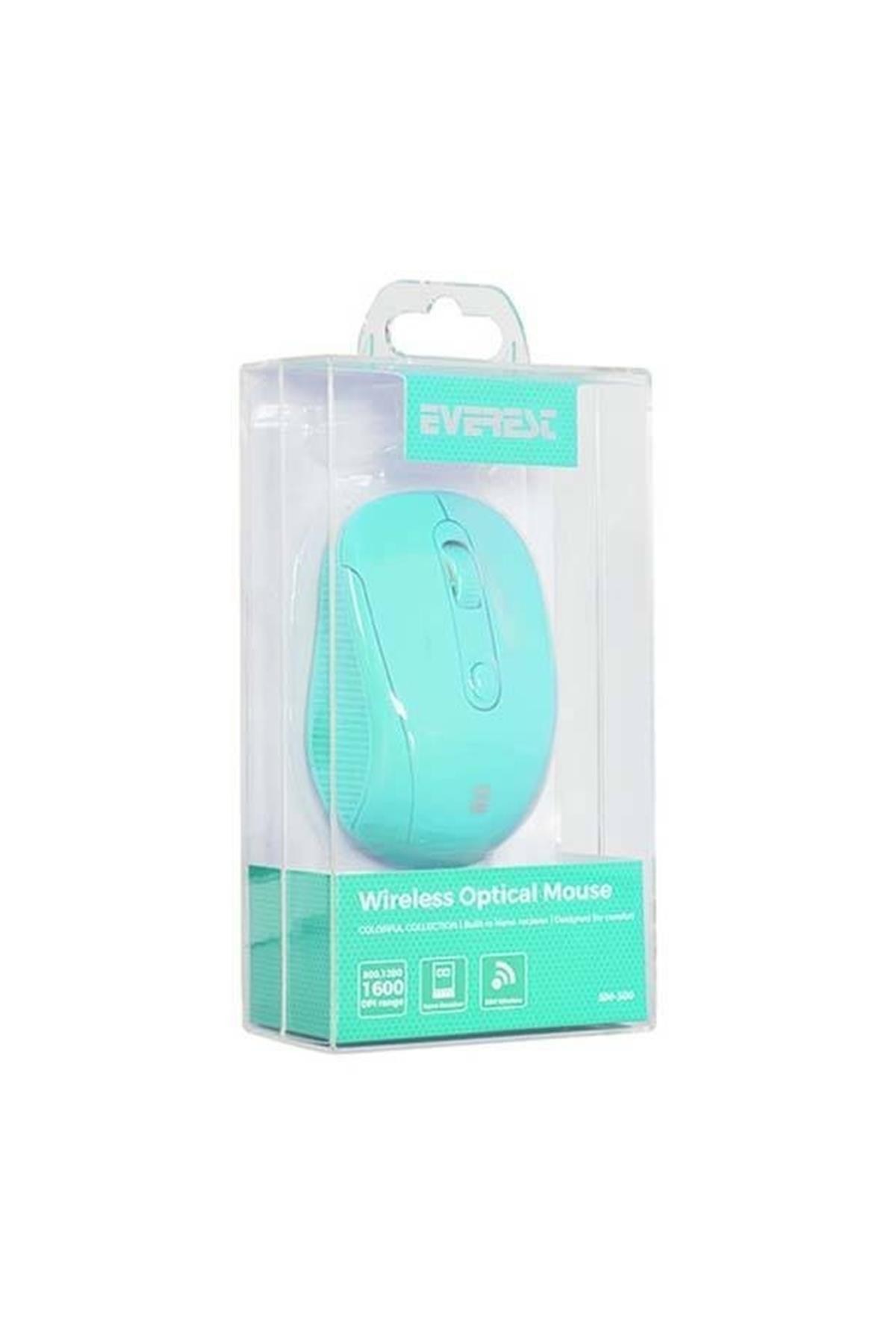 Yeşil Everest Sm-300 Usb Yeşil 4D Optik Alkalin Pil Kablosuz Mouse