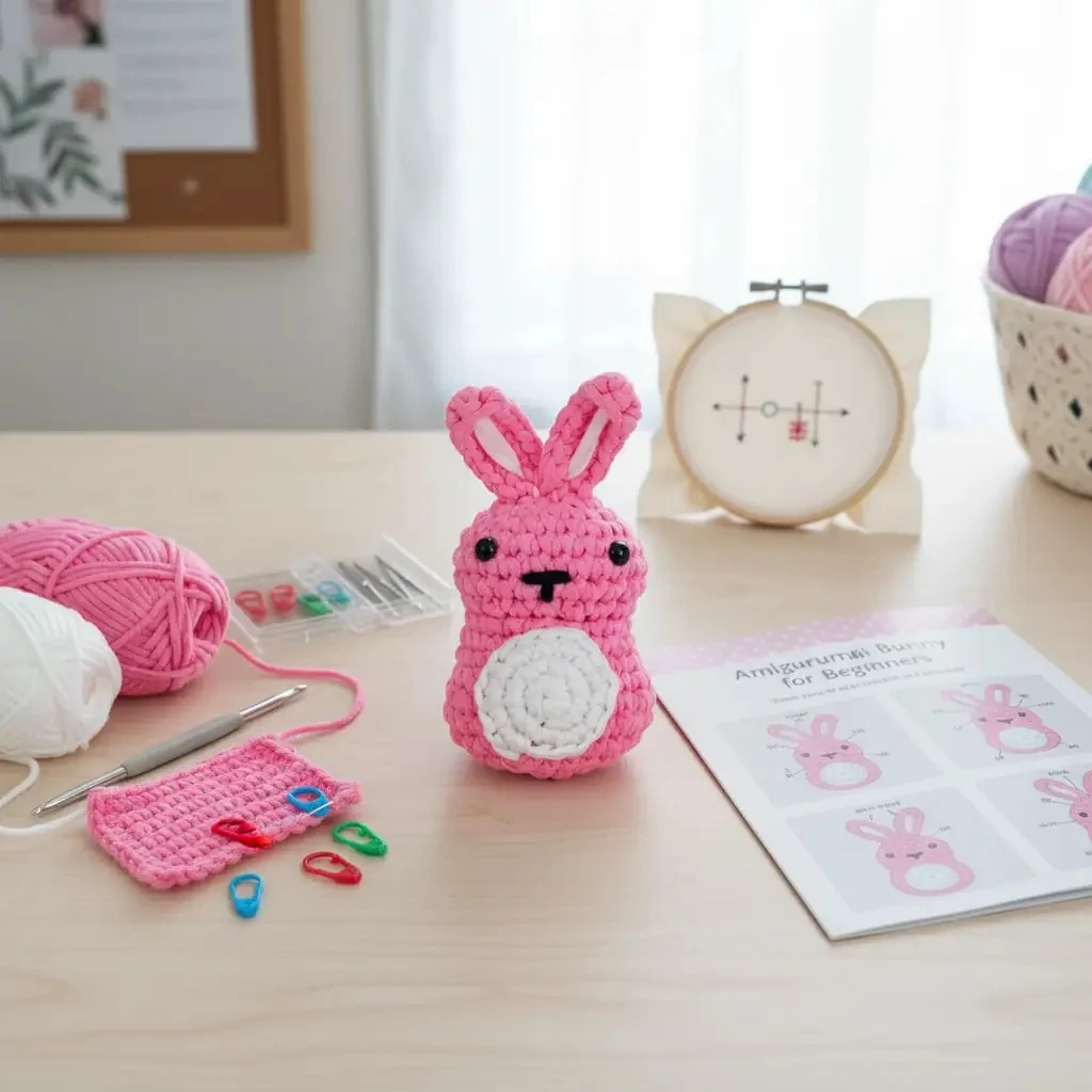 Tavşan Figürlü Örgü İpi Seti – DIY Hobi Seti Kolay Başlangıç