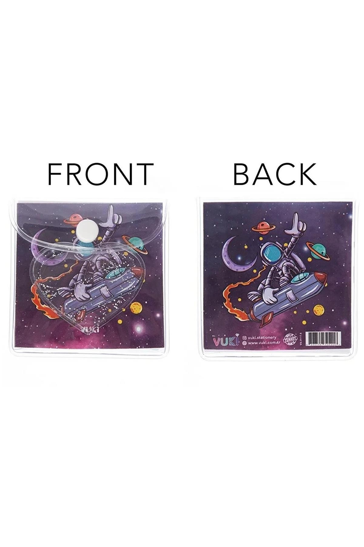 Vuki Simli Ve Sulu Desenli Küp Bloknot-Astronot