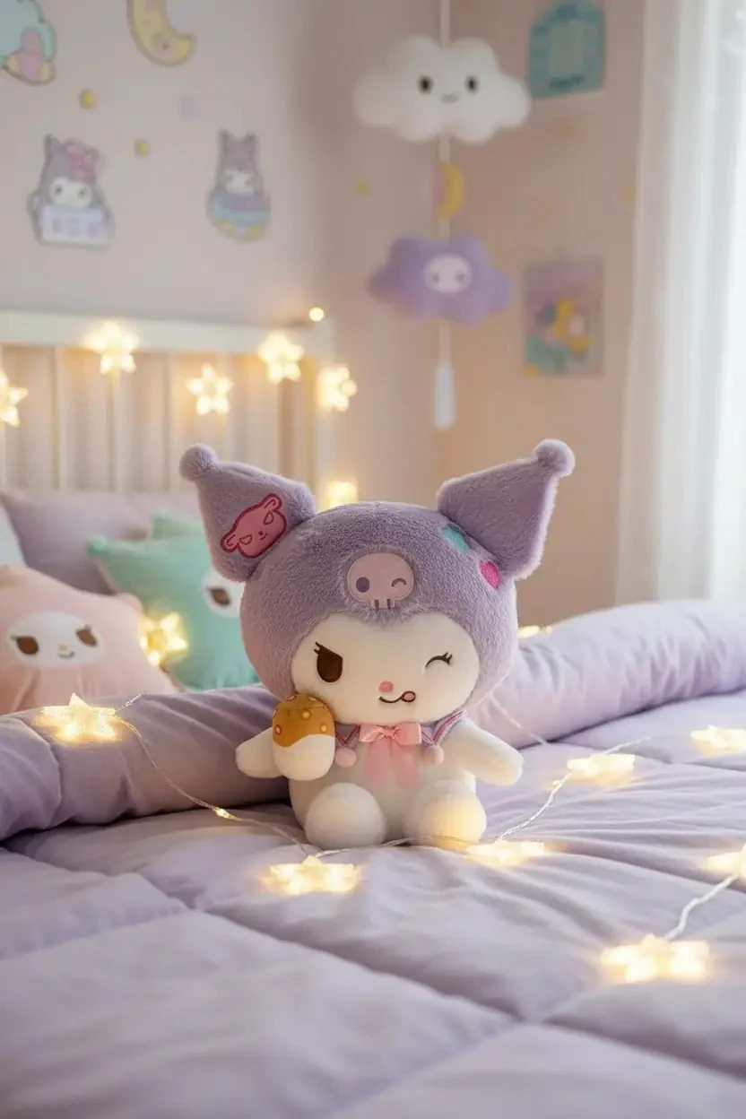 Sanrio Lisanslı Kuromi Tatlı Fabrikası Serisi 28cm Oturan Peluş Oyuncak