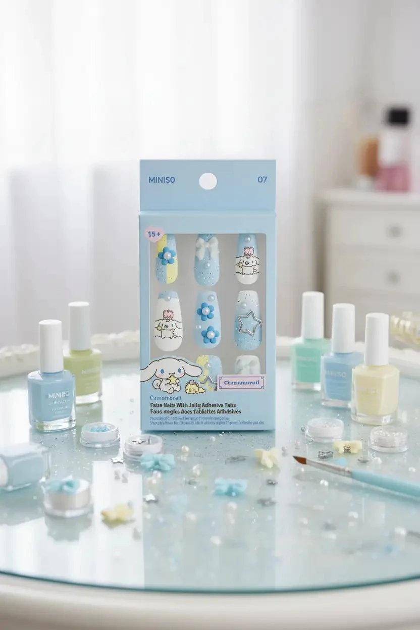 Sanrio Lisanslı Cinnamoroll Takma Tırnak Seti – Jel Yapışkanlı Pratik Kullanım