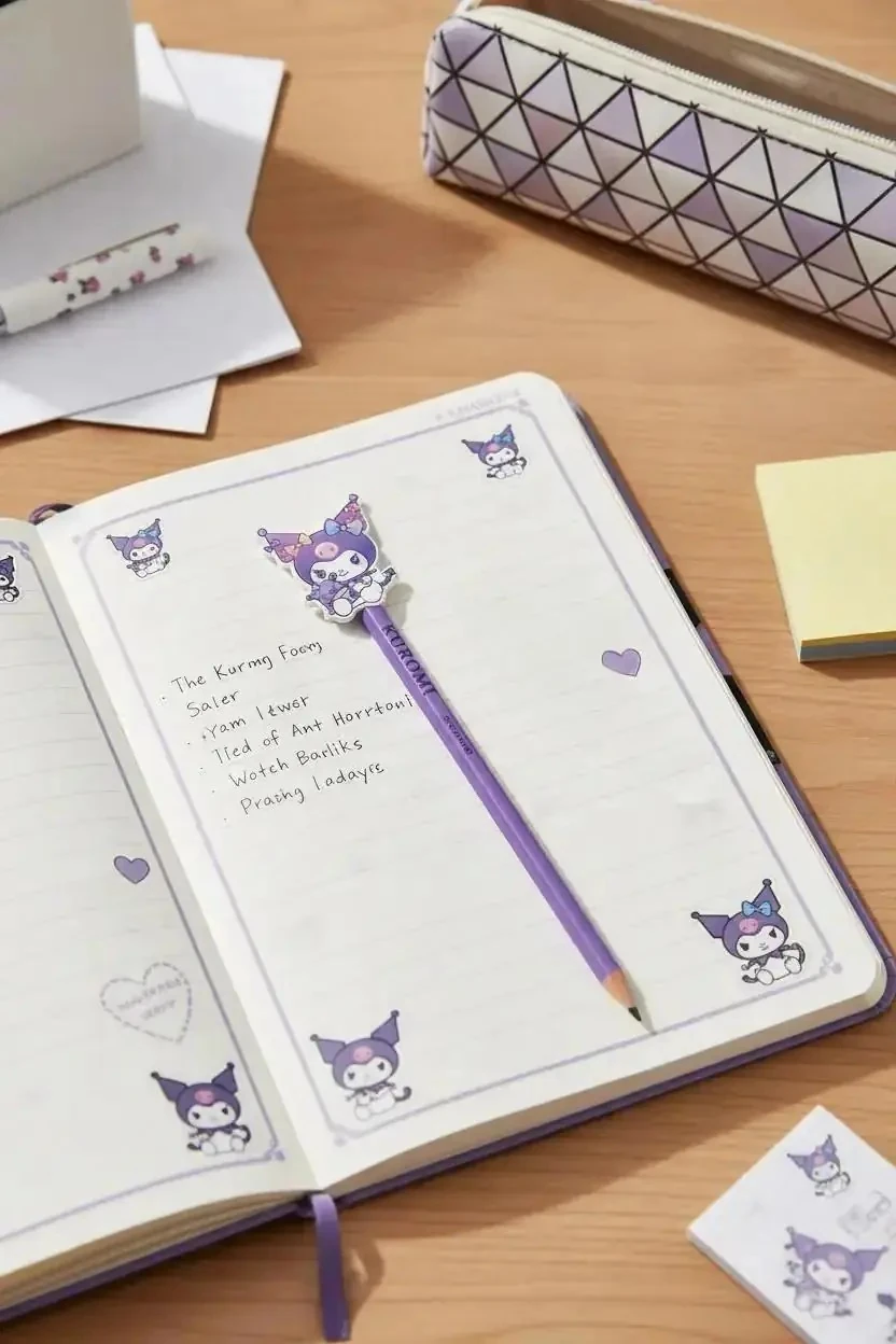 Sanrio Lisanslı Kuromi Kalem ve Silgi Seti