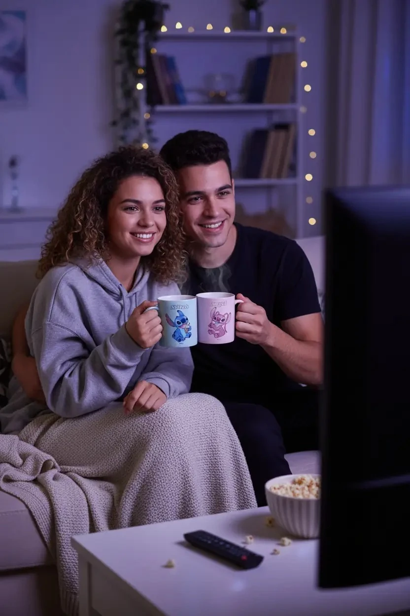 Disney Lilo & Stitch Lisanslı Kalp Şekilli Tutacaklı Seramik Bardak – Sağlam Seramik Kupa 360 Ml