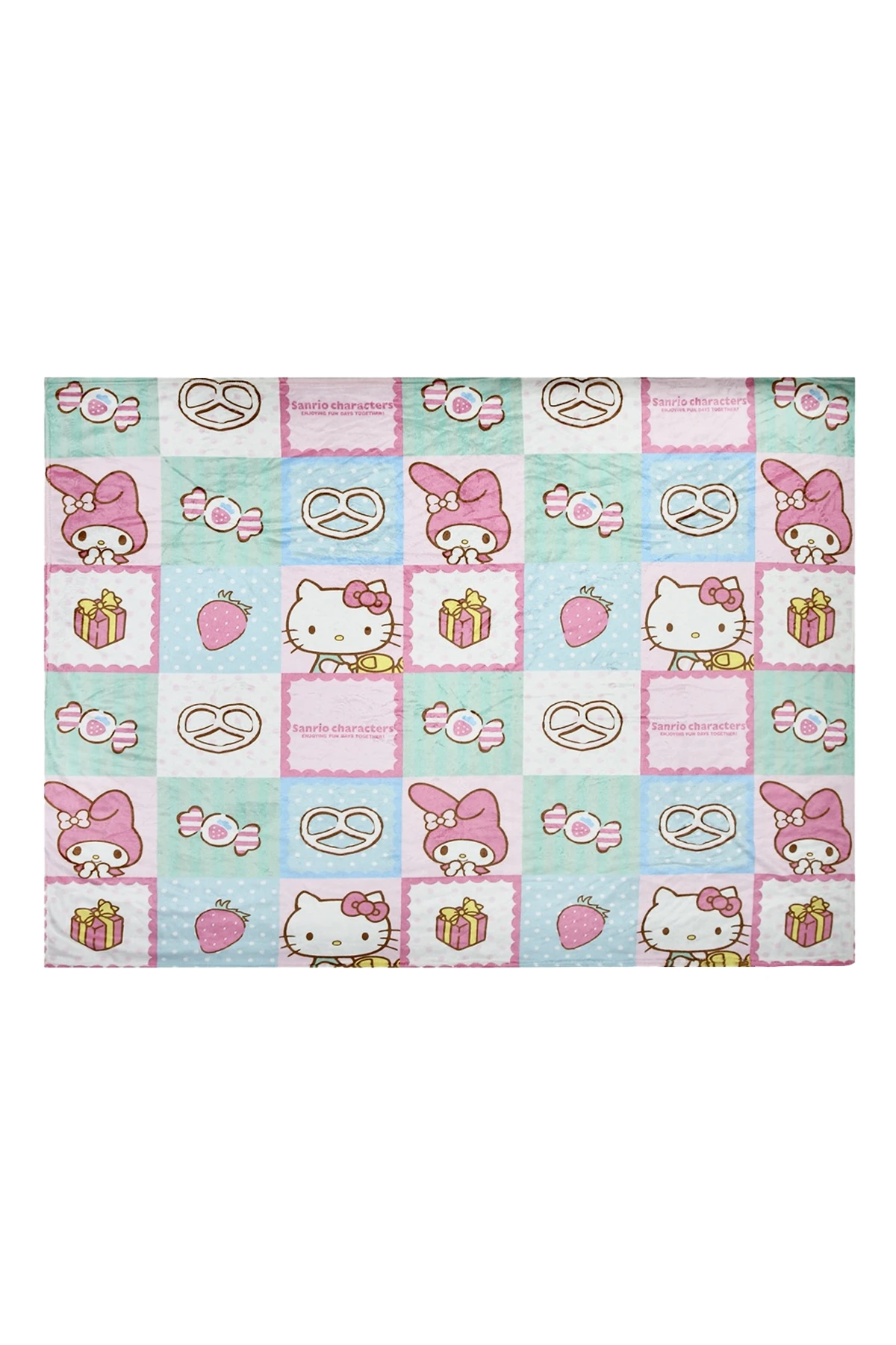 Hello Kitty ve Arkadaşları Desenli Battaniye (Kareli)