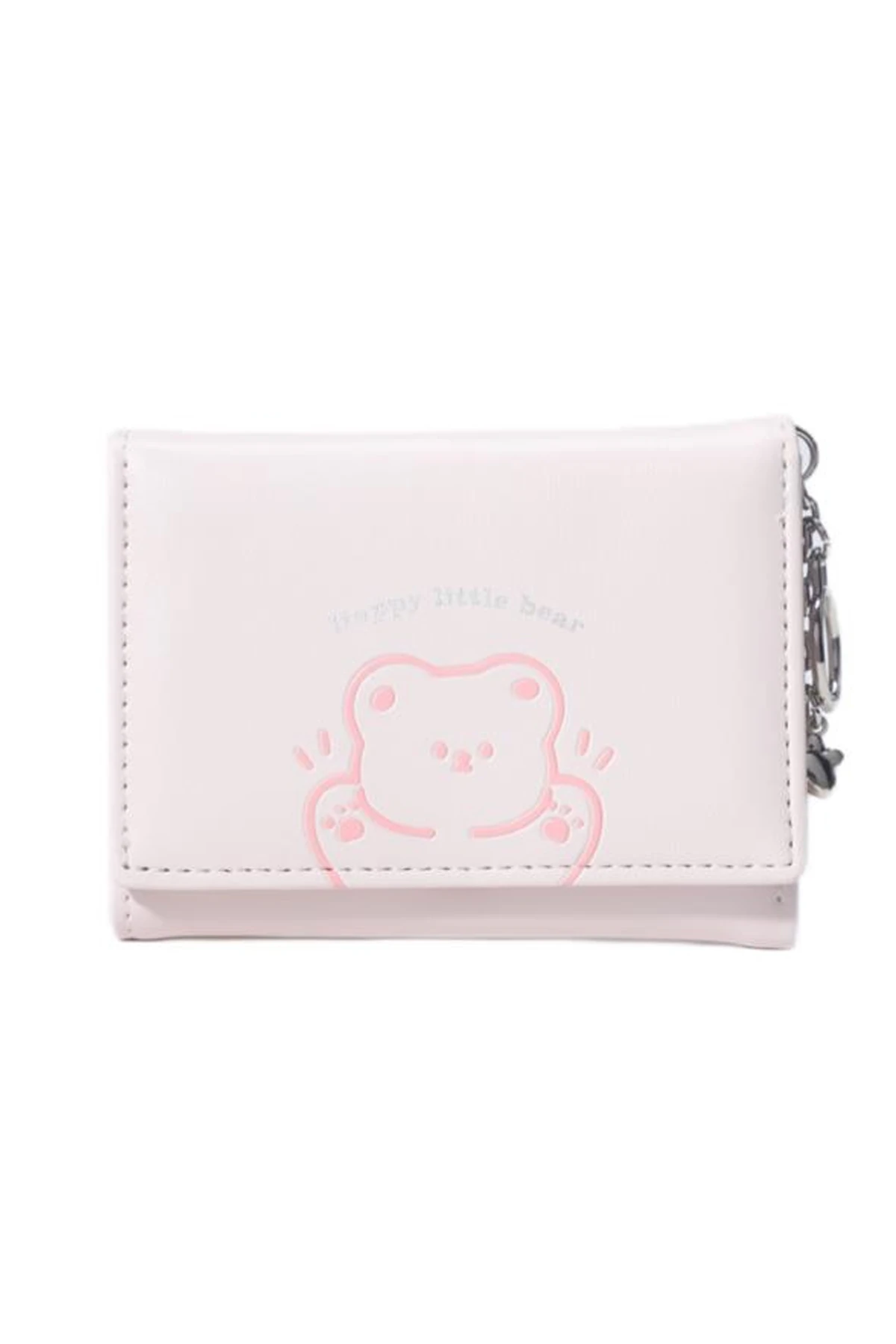 Küçük Ayı Serisi Üç Bölmeli Kadın Cüzdanı (Pembe)