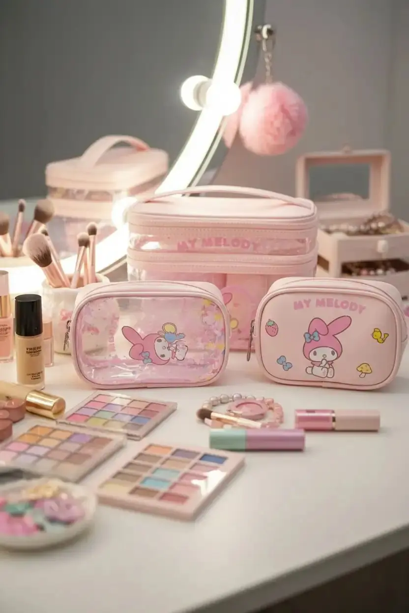 Sanrio Lisanslı My Melody Saplı Kozmetik Çantası Seti