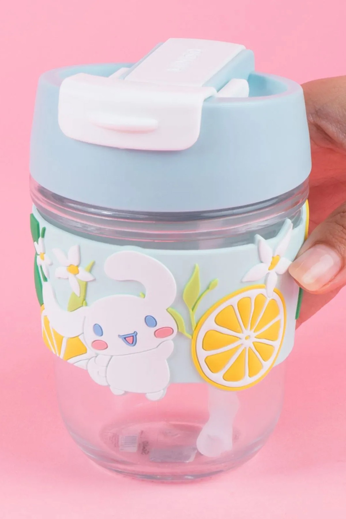 Sanrio Lisanslı Pipetli Mini Cam Şişe (350ml) - Cinnamoroll