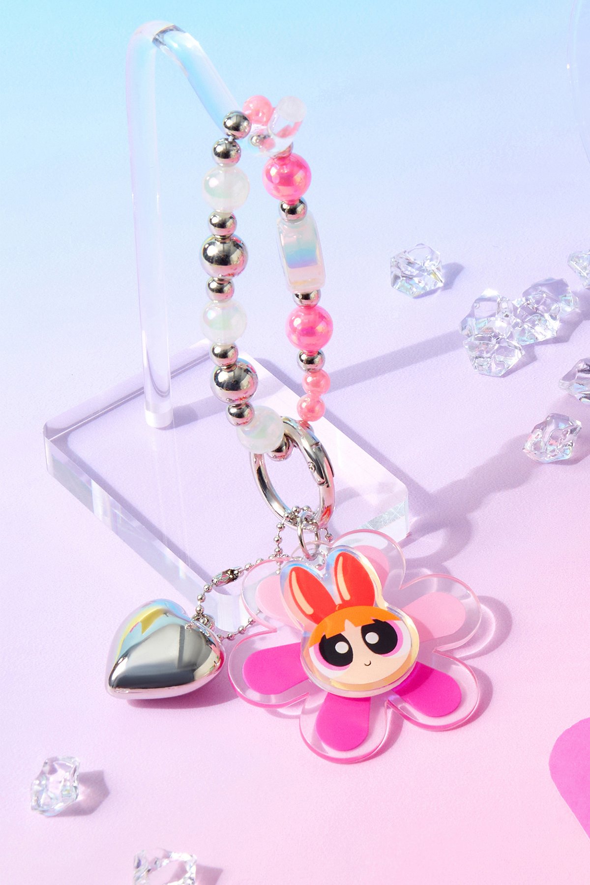 Powerpuff Girls Lisanslı Boncuklu Çiçek Figürlü Anahtarlık