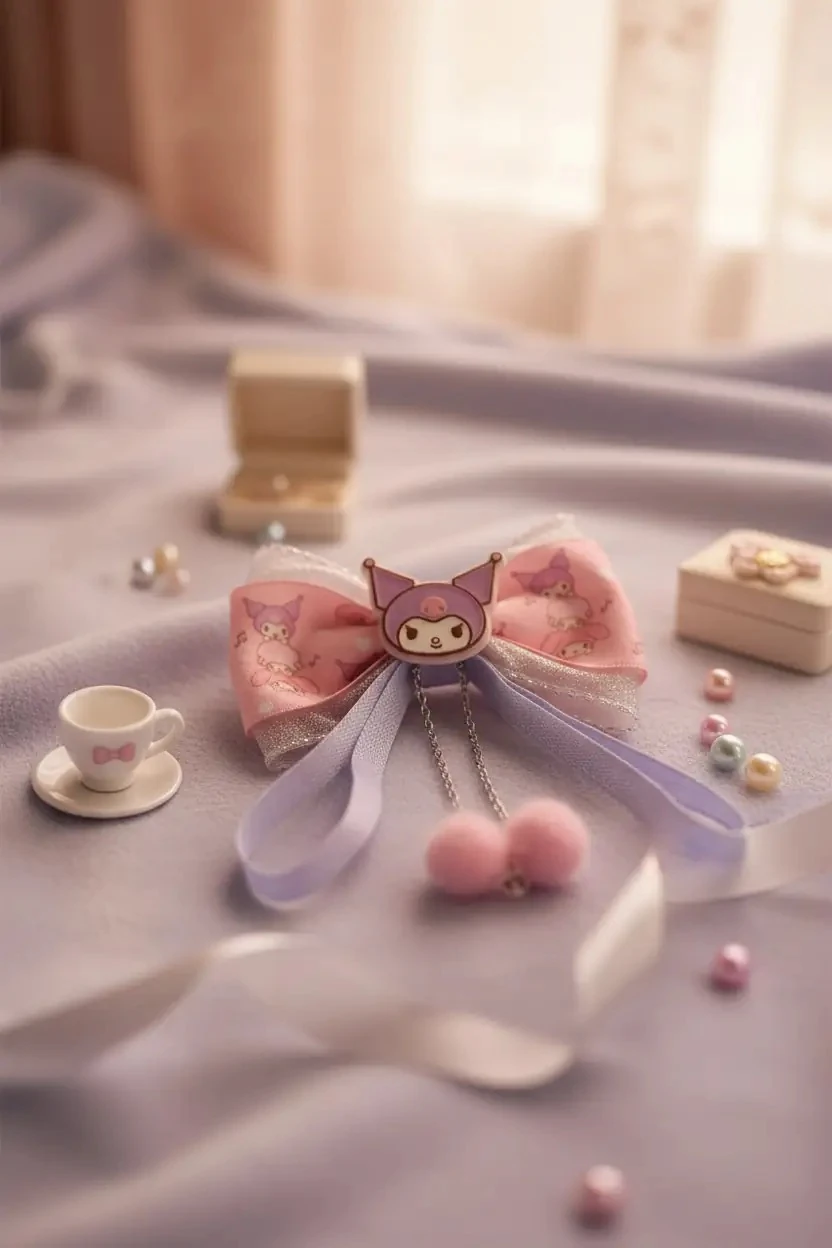 Hello Kitty Lisanslı Fiyonklu Saç Tokası – Sallantılı Detaylı & Romantik