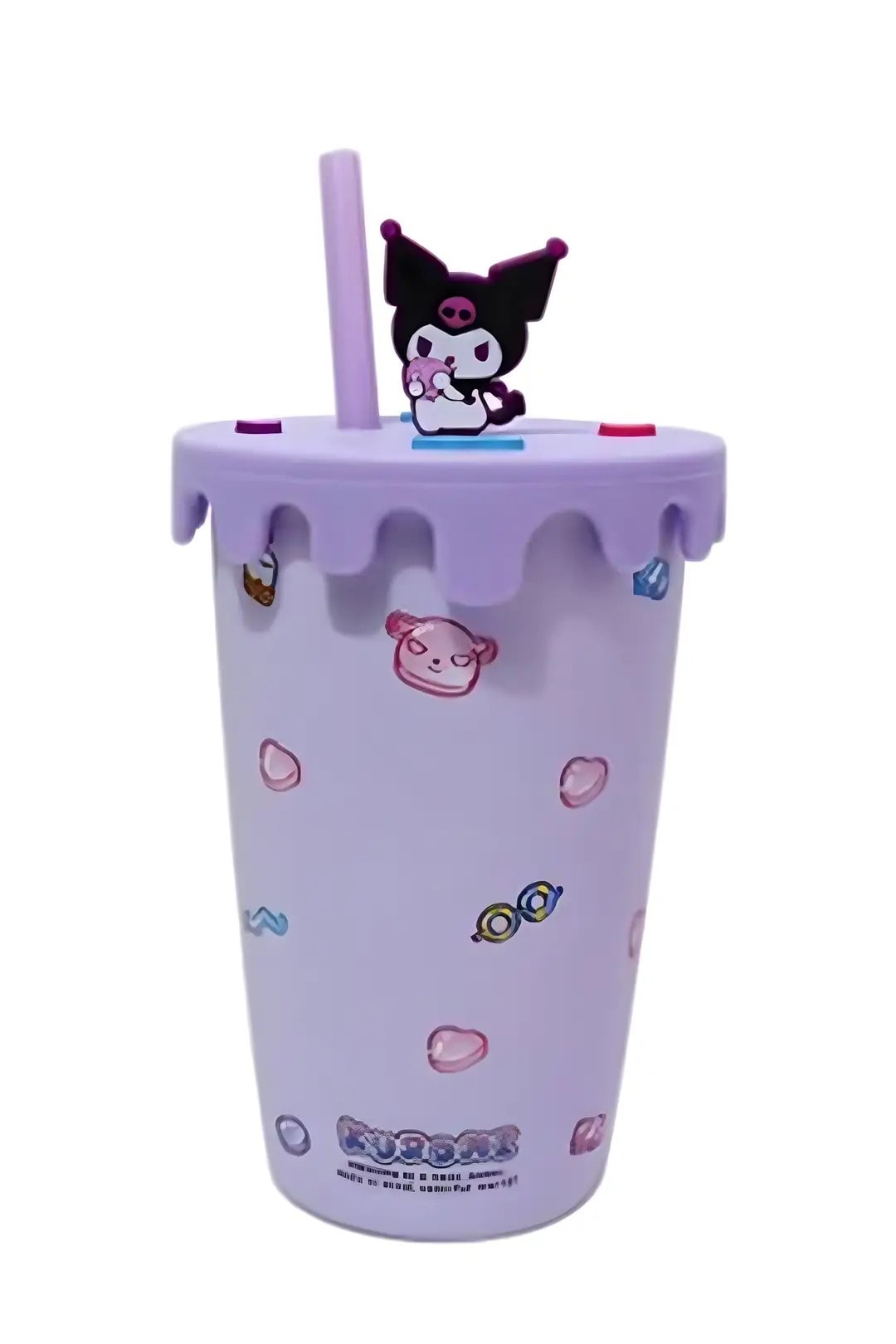 Sanrio Lisanslı Kuromi Tatlı Fabrikası Serisi Kapaklı ve Pipetli Dekoratif Seramik Bardak 400mL