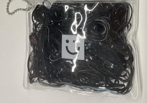 Şeffaf Taşıma Çantalı Minik Saç Lastiği - Siyah (300 Adet)