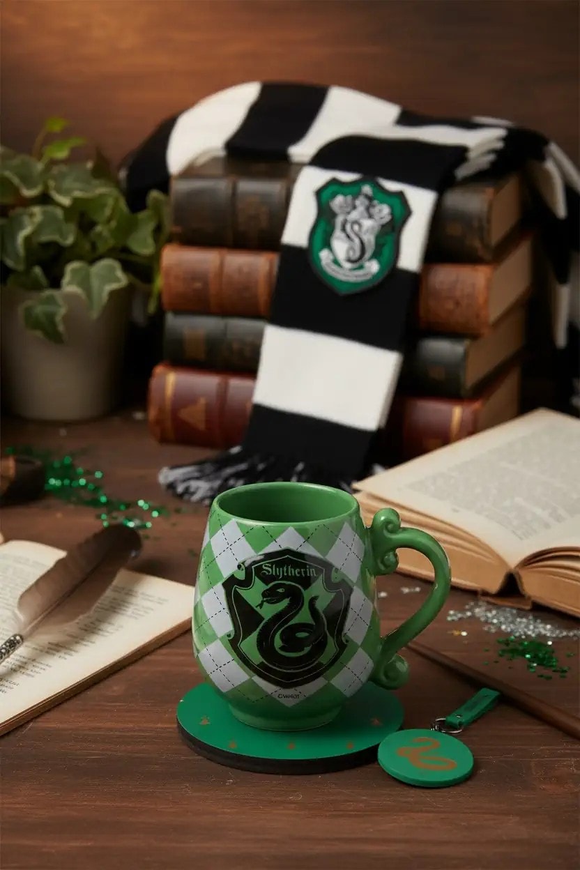Harry Potter Lisanslı Seramik Kupa ve Bardak Altlığı Seti - Slytherin