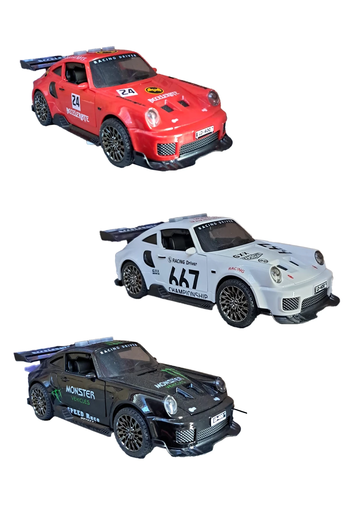 Pilli Işıklı Sesli Sürtmeli Kapıları Açılan Oyuncak Spor Araba