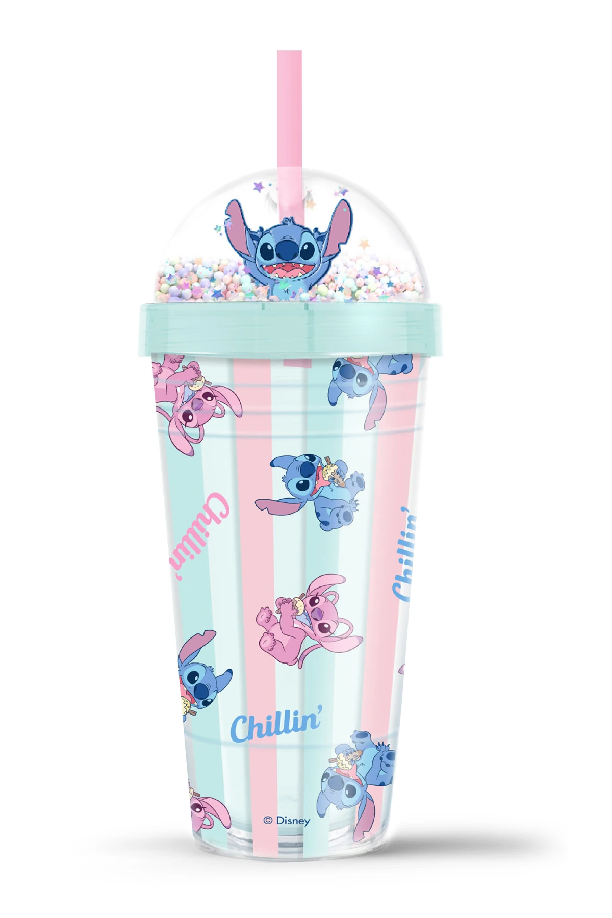 Disney Lilo&Stitch Lisanslı Pipetli Plastik Su Kabı (420 ml)